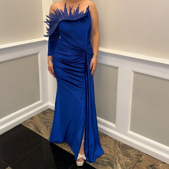 Elegant Blue Evening Gown Kosovo Goddess Exclusive dress corset back - Picture 4 of 4